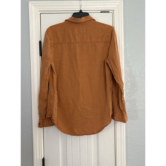 Lola River Blouse Top Button Front Womens Medium Orange Long Sleeve Lyocell - Picture 4 of 4